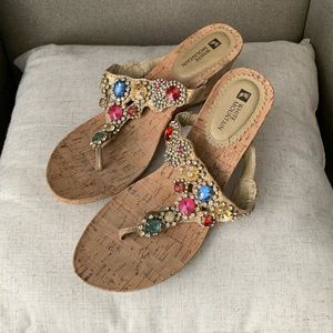 Bejeweled White Mountain Wedge Sandals
